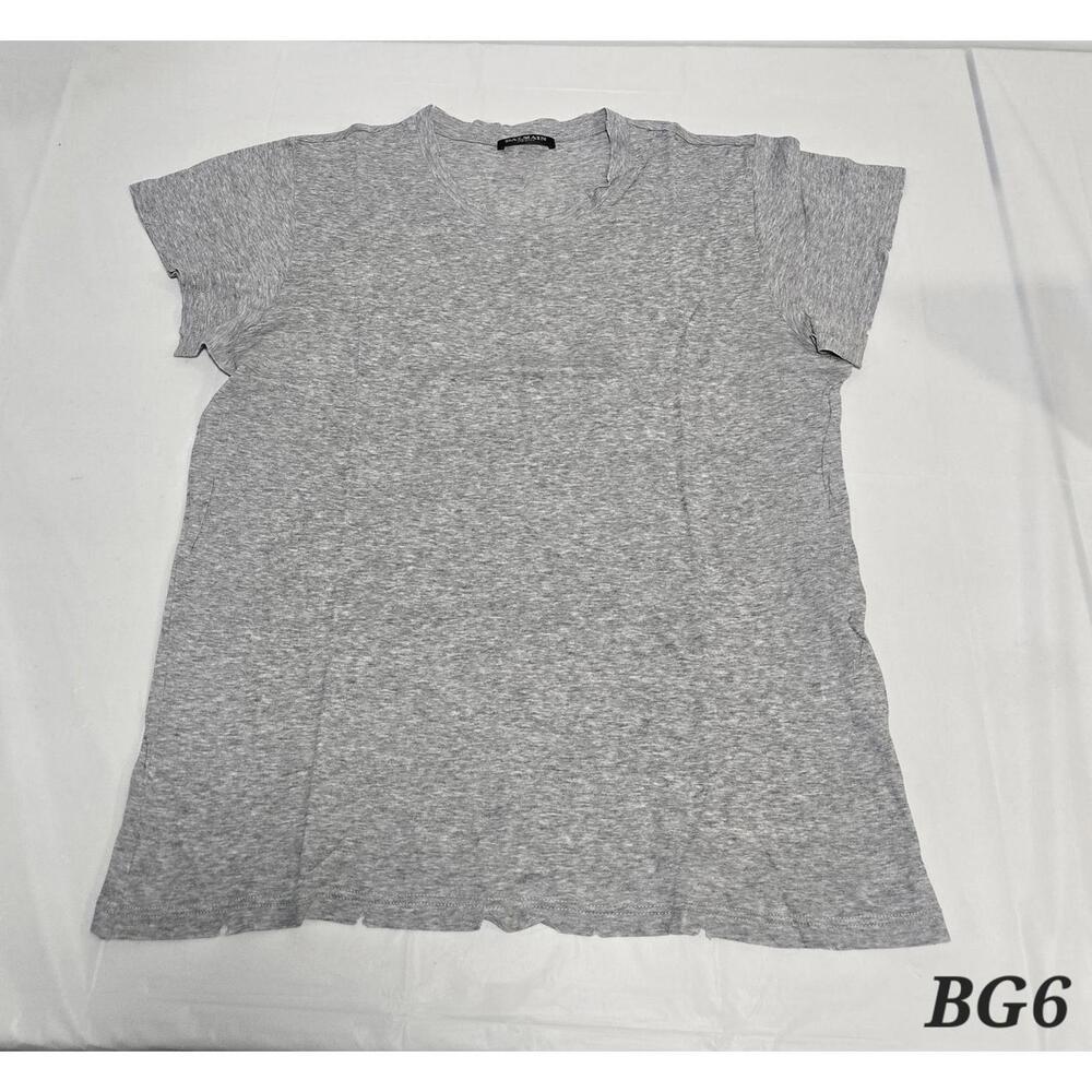 BALMAIN Paris Grey Distressed Cotton T-Shirt (Size m)